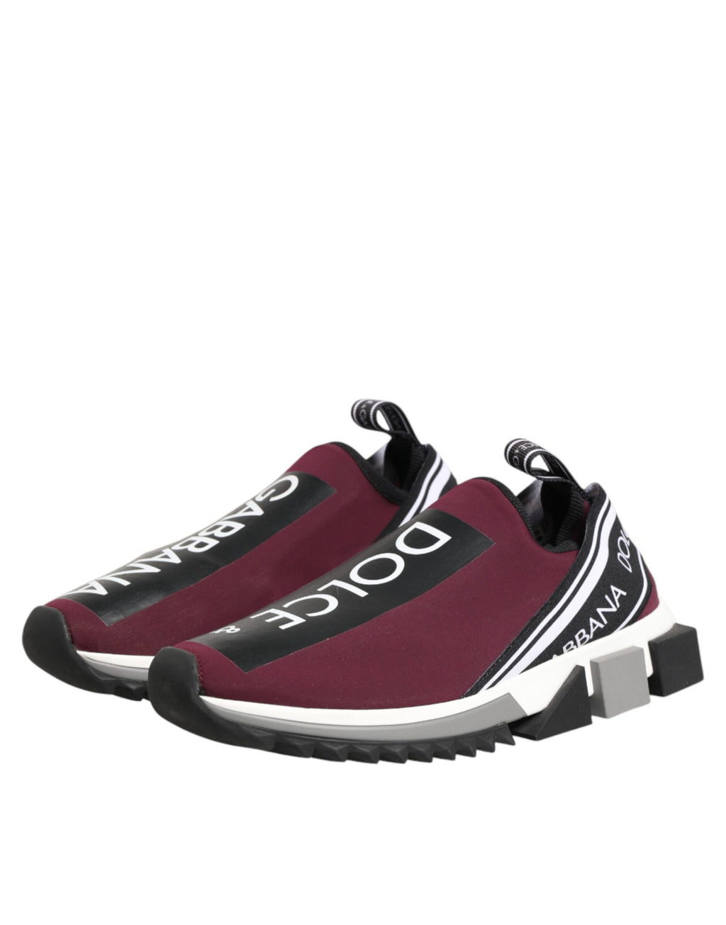 Chaussures sneakers Dolce & Gabbana Sorrento pour homme, slip-on bordeaux, vues détaillées du design élégant.