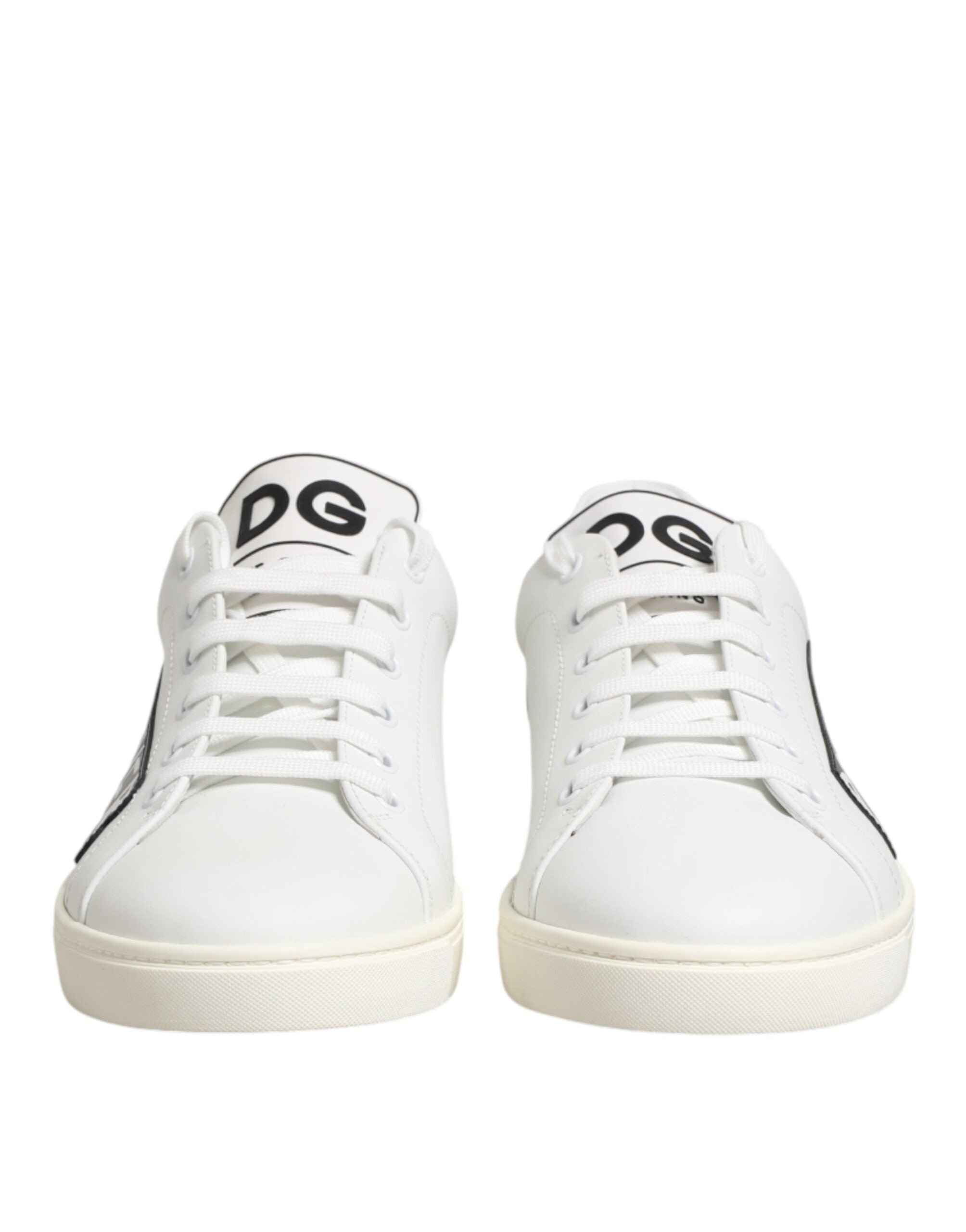 Chaussures sneakers basses blanches Dolce & Gabbana pour hommes en cuir prince, style élégant et confortable