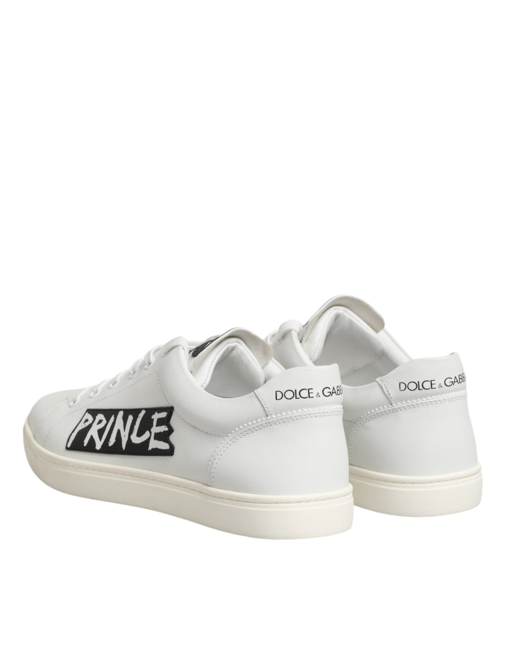 Baskets basses blanches pour hommes Dolce & Gabbana en cuir Prince, chaussures de sport élégantes avec semelle blanche.