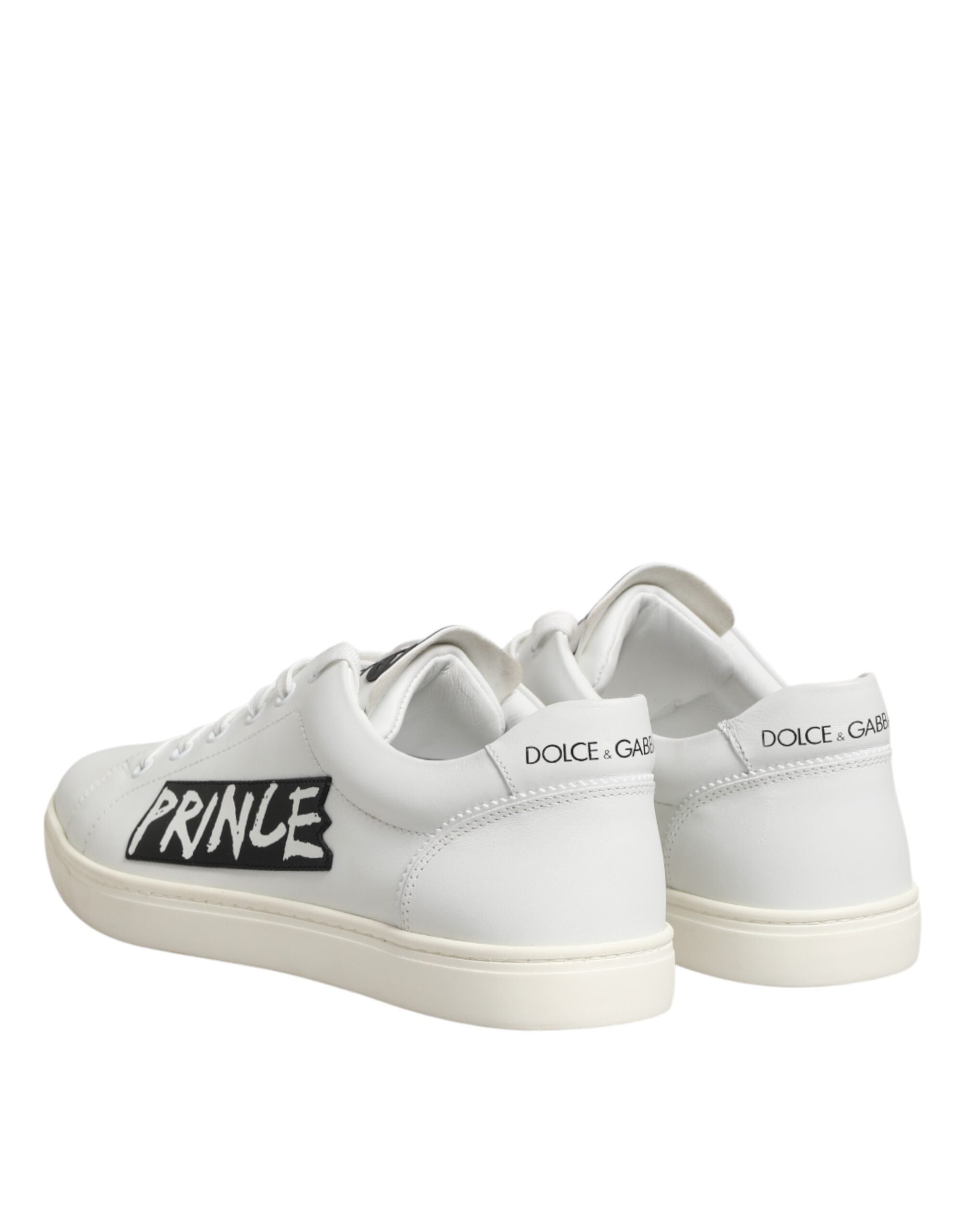 Baskets basses blanches pour hommes Dolce & Gabbana en cuir Prince, chaussures de sport élégantes avec semelle blanche.