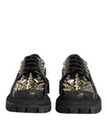 Chaussures derby en cuir noir Dolce & Gabbana avec bijoux et cristaux, style élégant et sophistiqué.