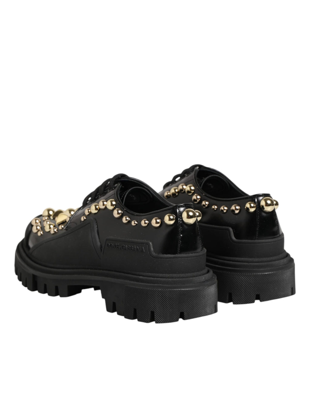 Chaussures Derby en cuir noir Dolce & Gabbana ornées de bijoux et de cristaux, élégantes et sophistiquées.