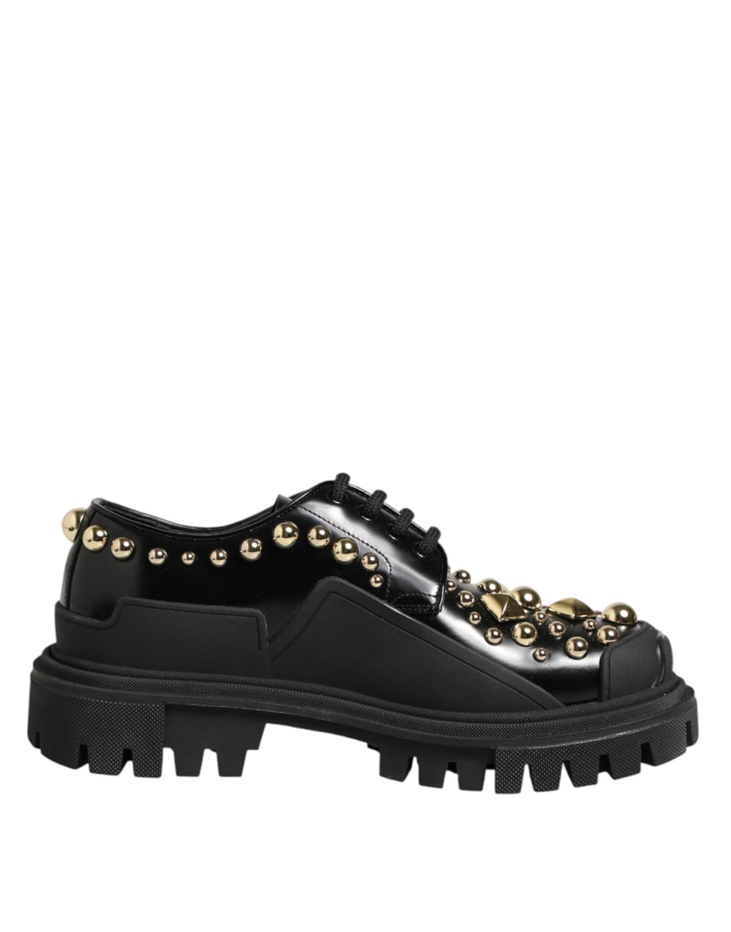 Chaussures derby en cuir noir Dolce & Gabbana ornées de cristaux et bijoux, élégantes et sophistiquées.