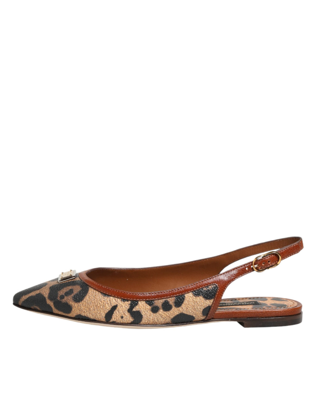 Chaussures Dolce & Gabbana, sandales plates à talon compensé marron à imprimé léopard, slingback élégants et confortables.