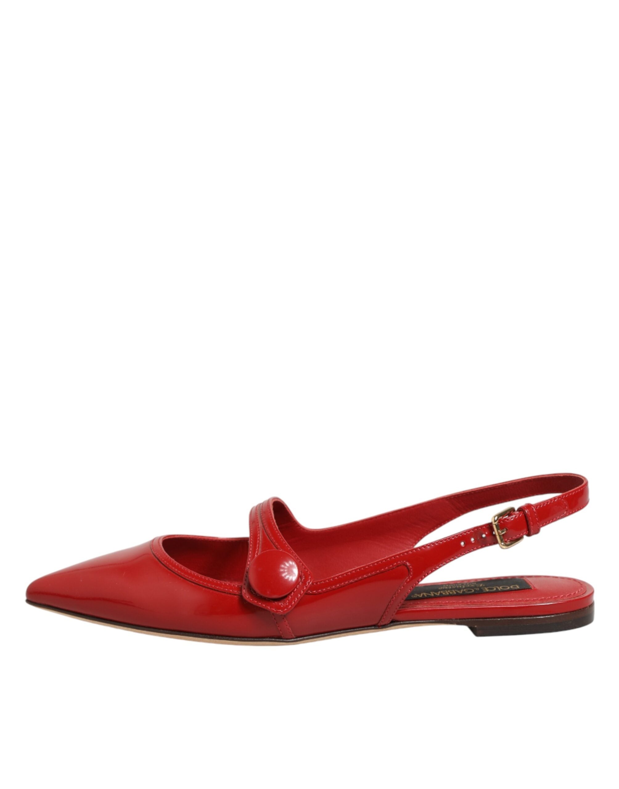 Sandales plates en cuir rouge Dolce & Gabbana, chaussons à talon bas avec bride arrière, élégantes et confortables.