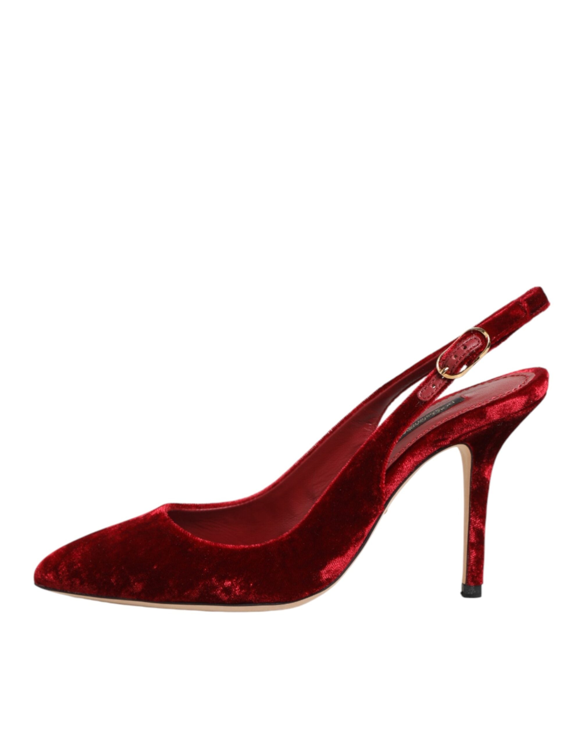 Chaussures à talons hauts Dolce & Gabbana en daim rouge, sandales slingback élégantes et sophistiquées.