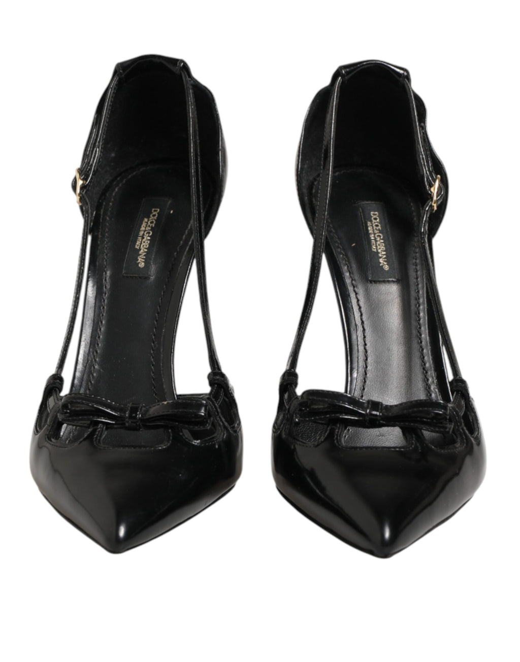 Chaussures à talons hauts Dolce & Gabbana en cuir verni noir, élégantes et raffinées, pour femmes.