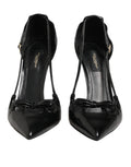Chaussures à talons hauts Dolce & Gabbana en cuir verni noir, élégantes et raffinées, pour femmes.