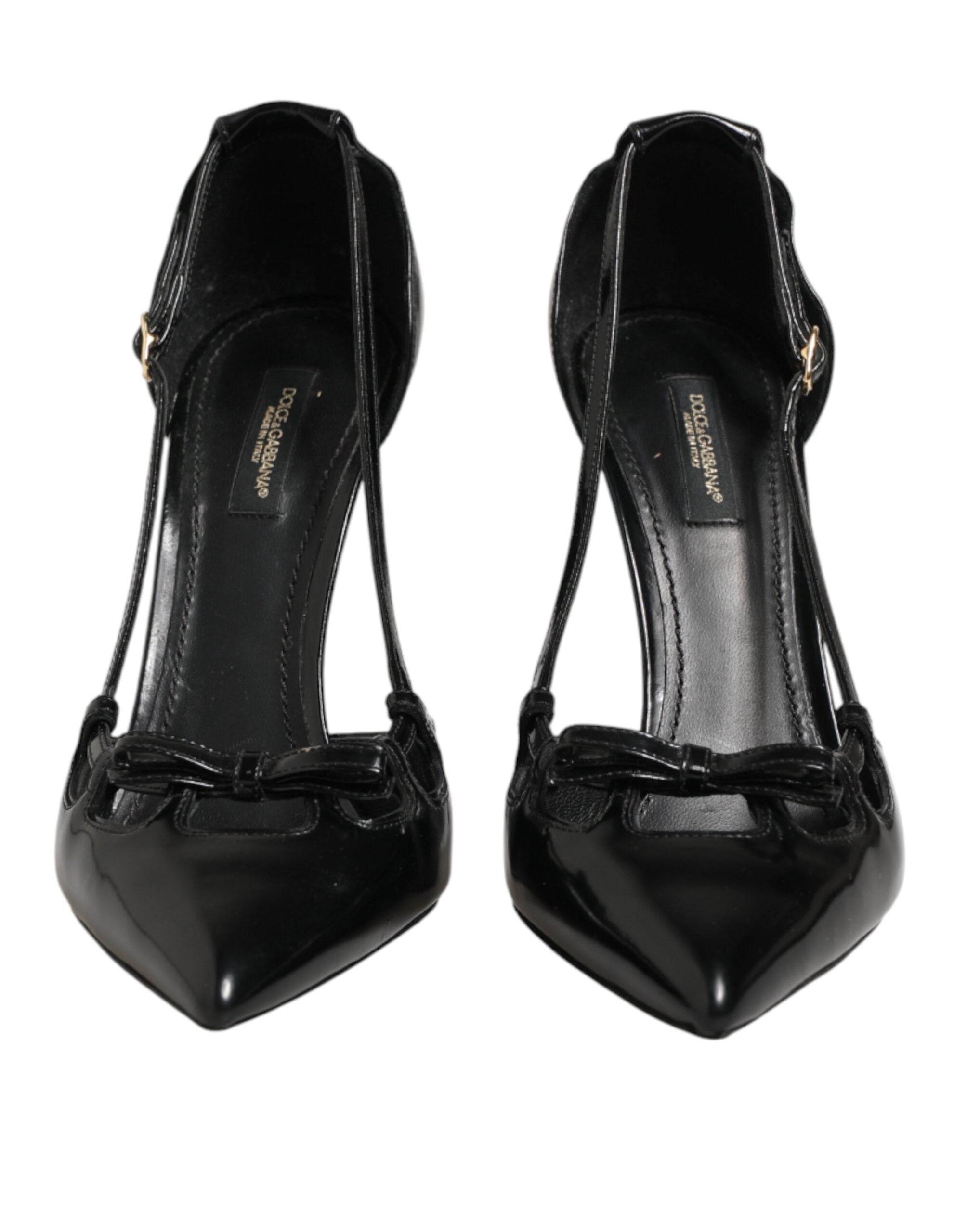Chaussures à talons hauts Dolce & Gabbana en cuir verni noir, élégantes et raffinées, pour femmes.