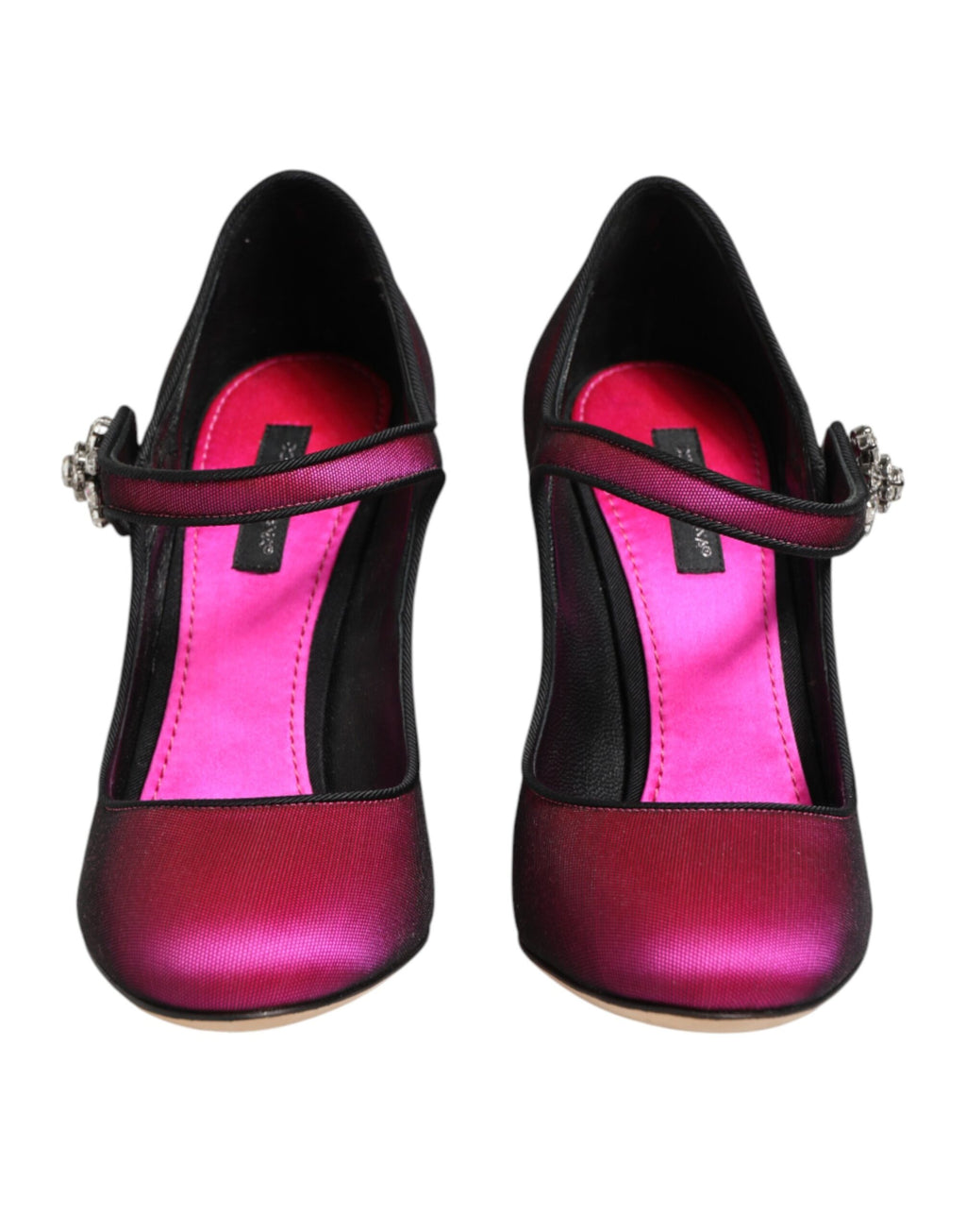 Chaussures à talons Dolce & Gabbana Mary Janes roses avec strass, style élégant et brillant, en cuir rose.