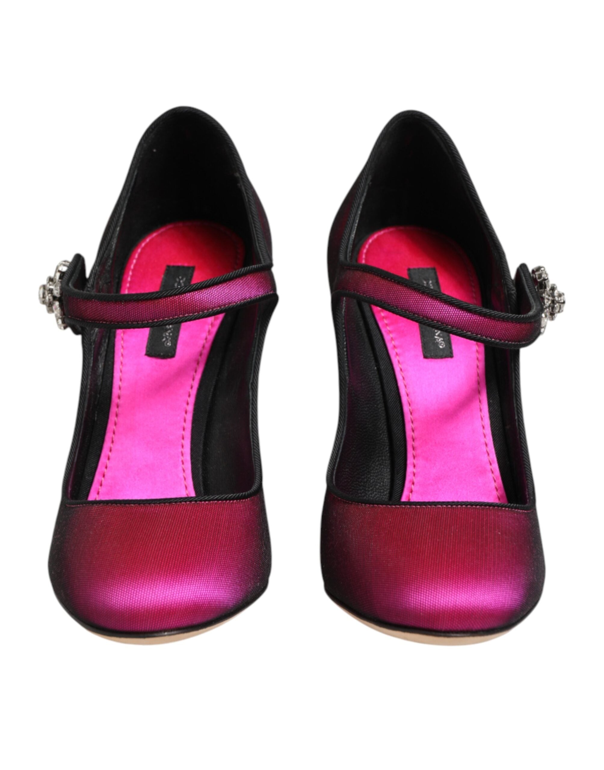 Chaussures à talons Dolce & Gabbana Mary Janes roses avec strass, style élégant et brillant, en cuir rose.