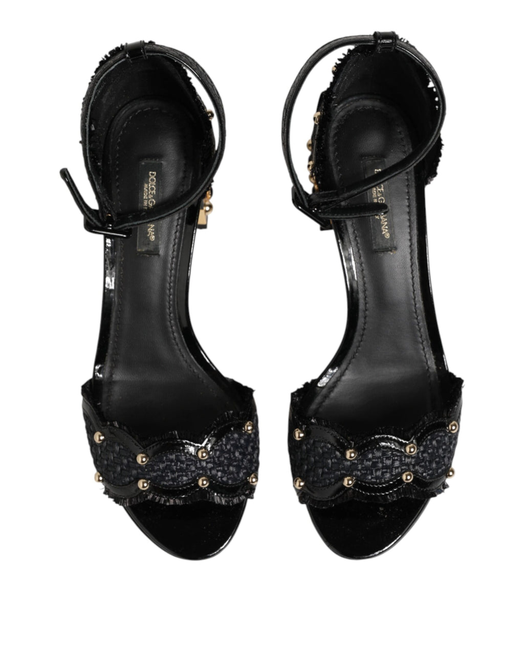 Sandales à talons Dolce & Gabbana noires à brides à clous, chaussures élégantes et tendance pour le style sophistiqué.