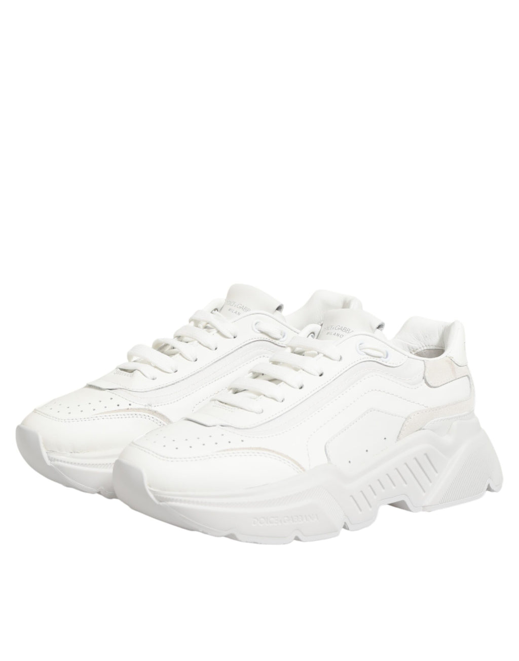 Chaussures basses blanches Dolce & Gabbana Daymaster en cuir, sneakers élégants pour homme avec design moderne.