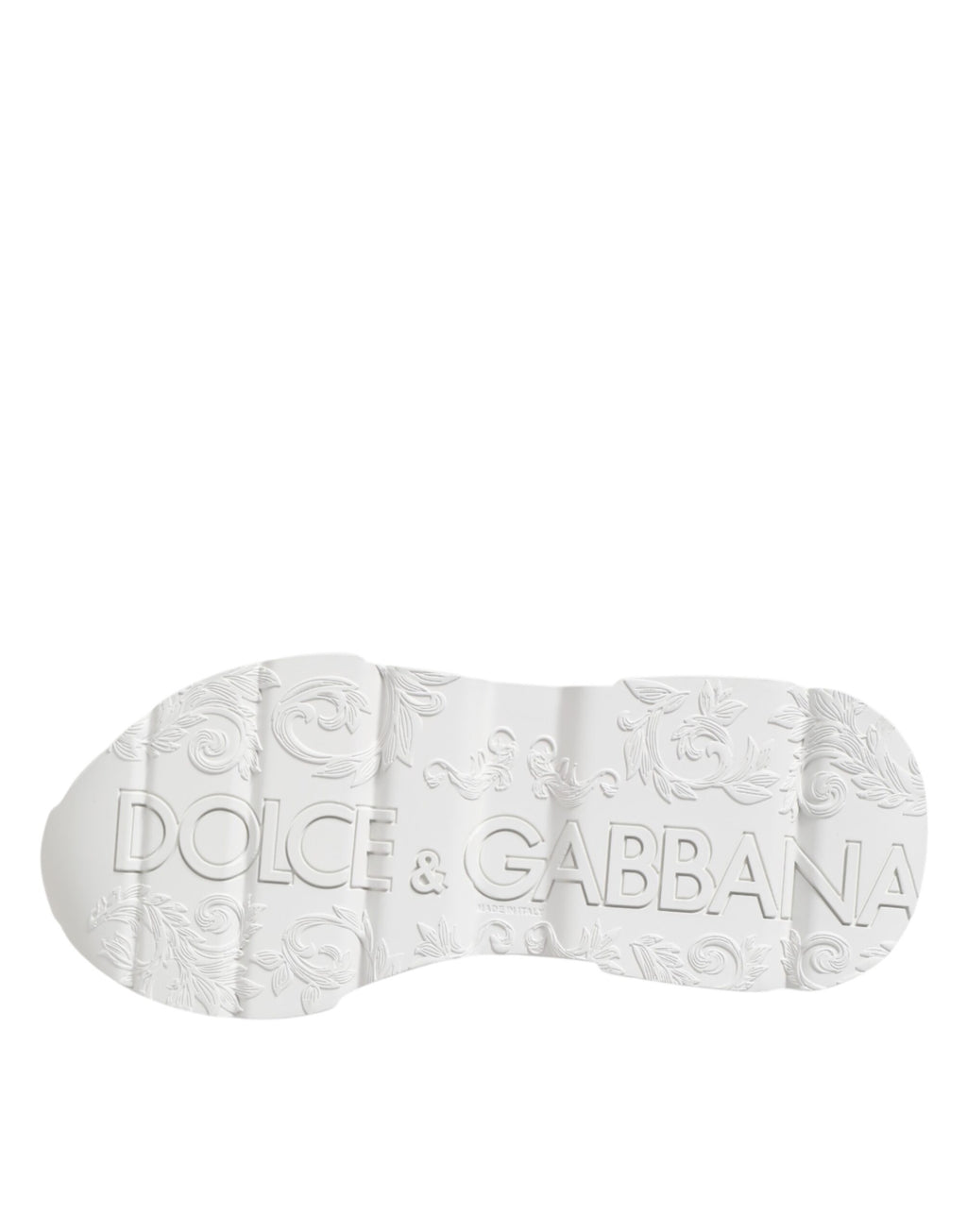 Chaussures Dolce & Gabbana Daymaster en cuir blanc, baskets basses élégantes pour homme, vue de face.