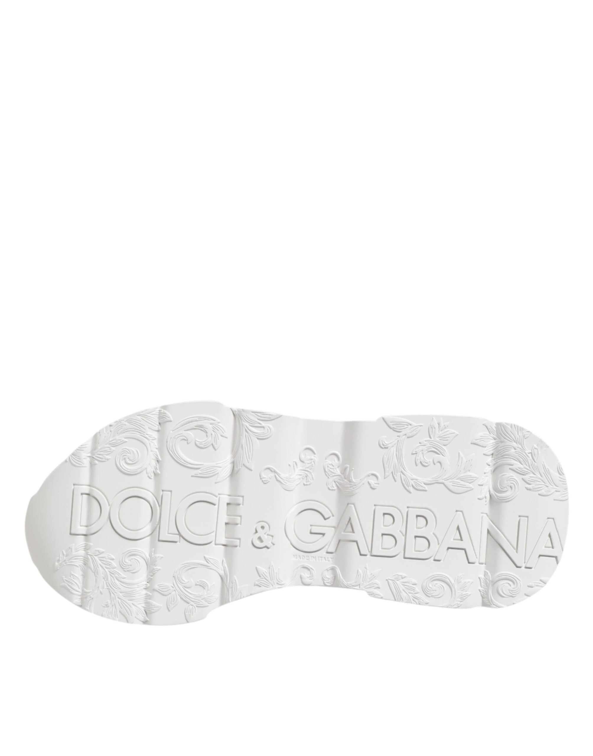 Chaussures Dolce & Gabbana Daymaster en cuir blanc, baskets basses élégantes pour homme, vue de face.