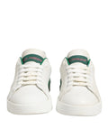 Chaussures sneakers basses en cuir blanc et vert de Dolce & Gabbana, mode élégante et confortable pour homme.