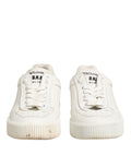 Chaussures sneakers basses en cuir blanc Dolce & Gabbana Miami, style décontracté avec semelle blanche et design élégant.