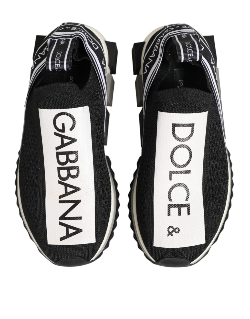 Chaussures sneakers basses Dolce & Gabbana Sorrento noires avec logo, vue de face avec détails du design.