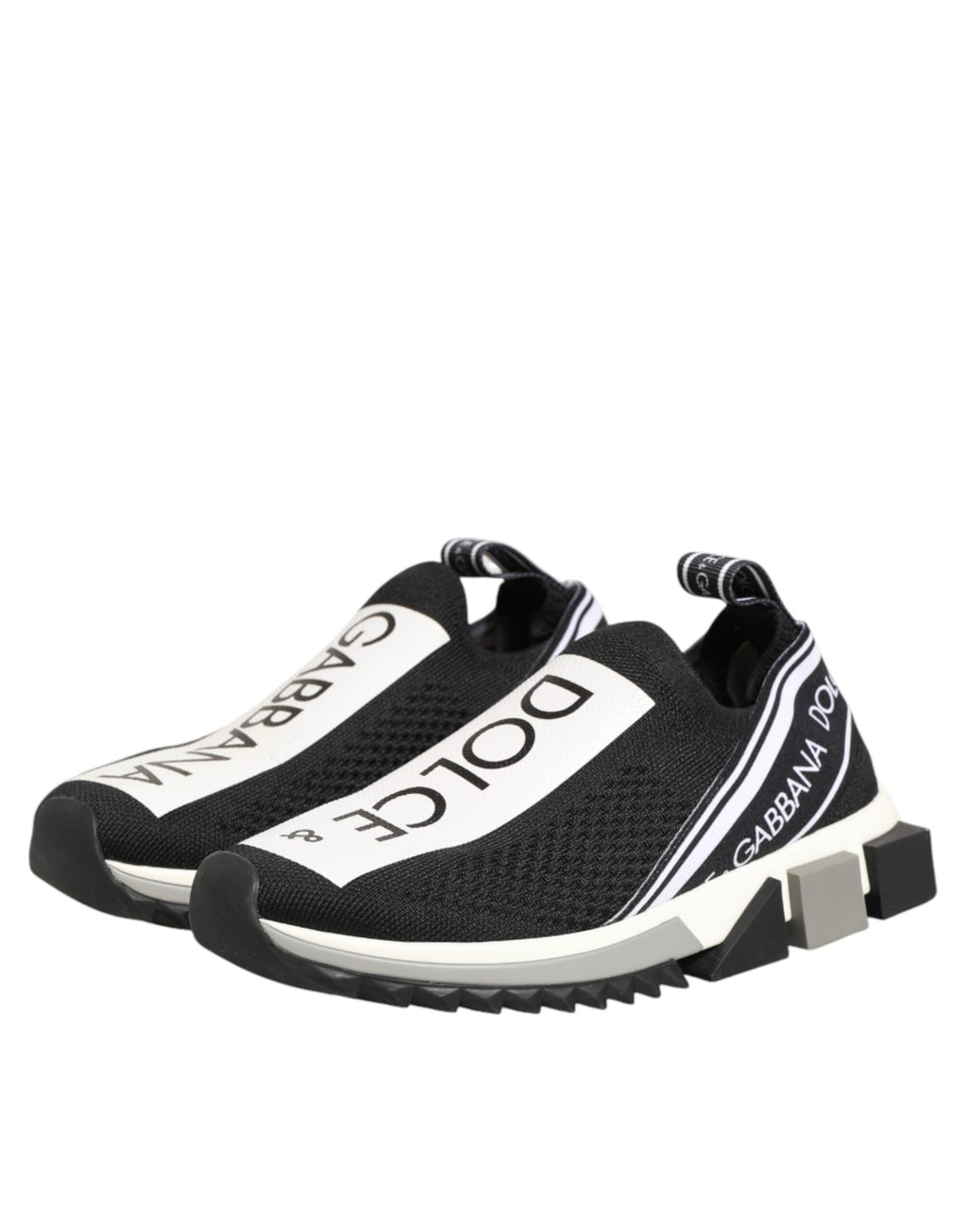 Chaussures basses Dolce & Gabbana Sorrento noires avec logo, sneakers tendance en cuir pour homme.