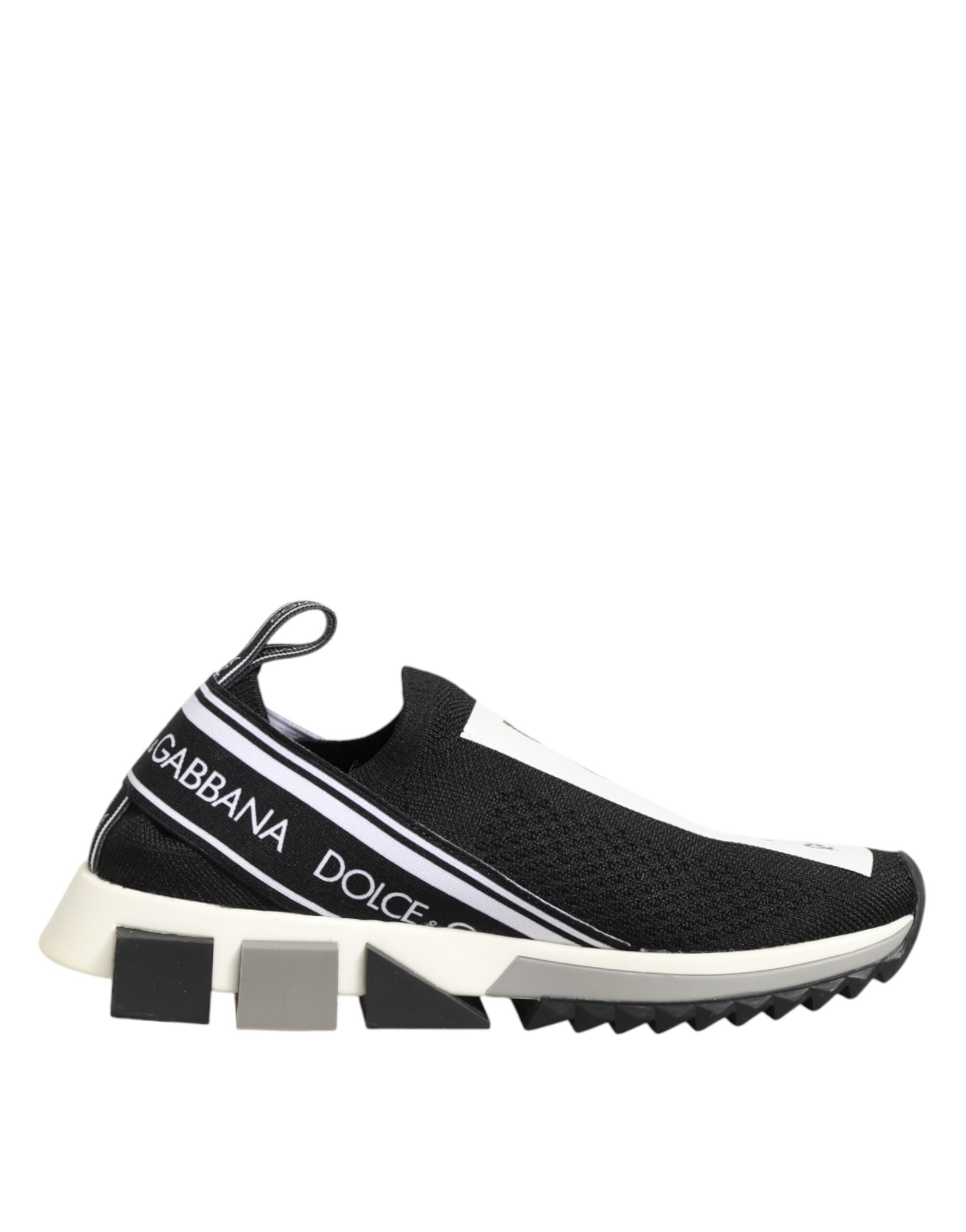 Chaussures basses Dolce & Gabbana Sorrento noires avec logo, sneakers élégants en cuir pour hommes.