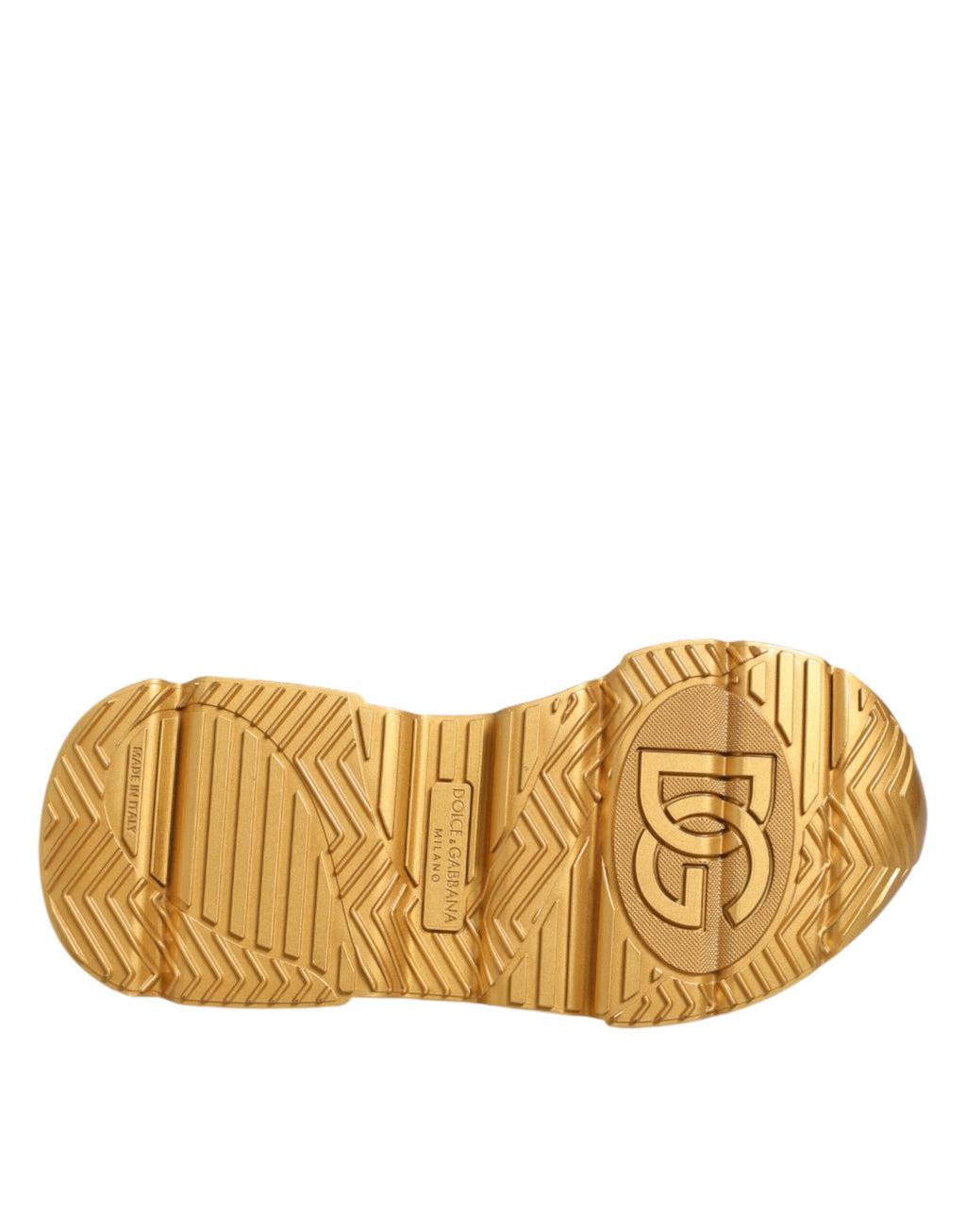 Chaussures sneakers basses Dolce & Gabbana Daymaster en or blanc avec design élégant et détails modernes.