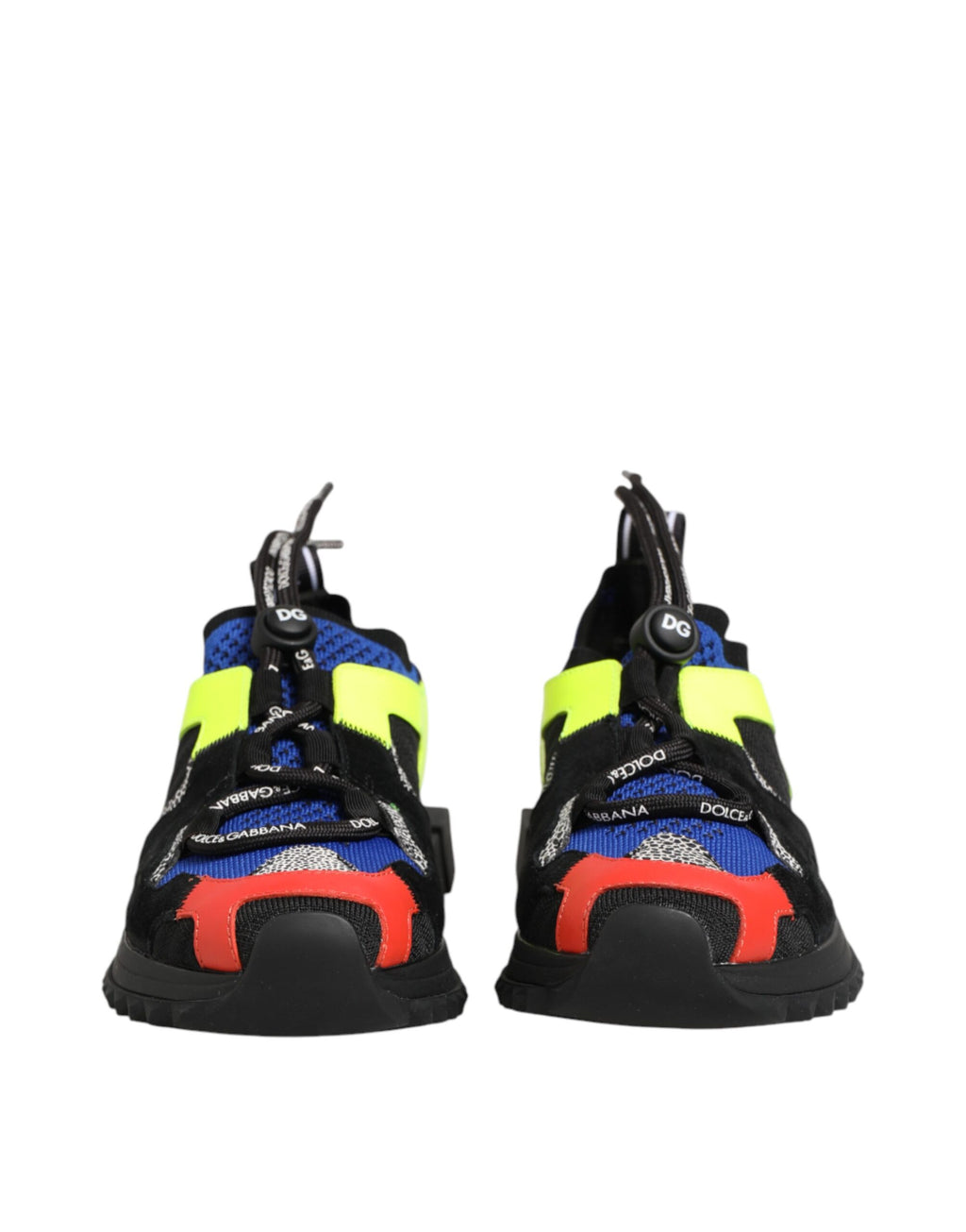 Chaussures sneakers basses Dolce & Gabbana Sorrento multicolores avec design coloré et détails en cuir, vue de face.