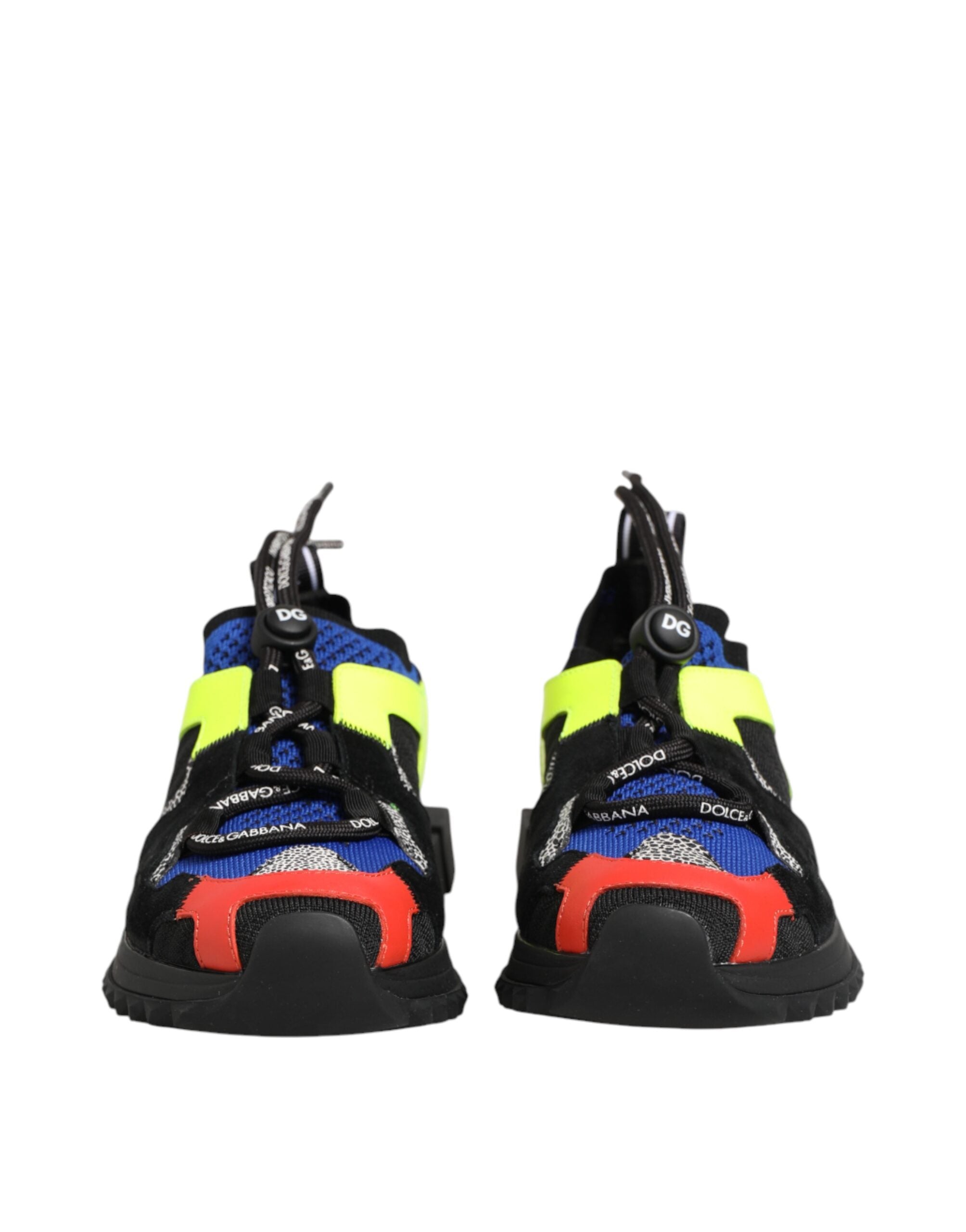 Chaussures sneakers basses Dolce & Gabbana Sorrento multicolores avec design coloré et détails en cuir, vue de face.