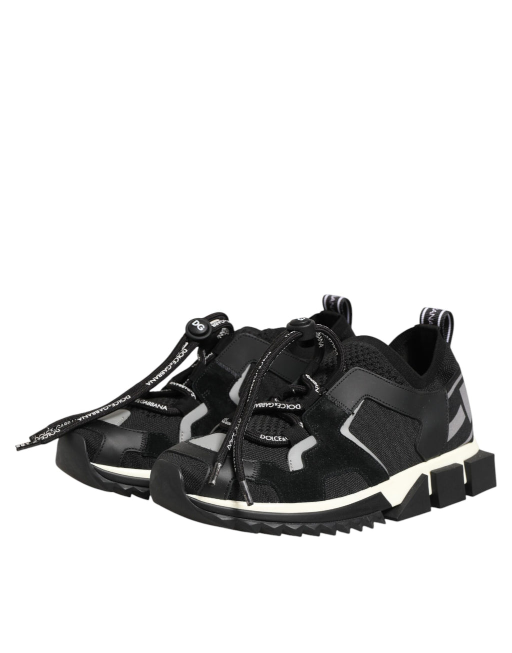 Chaussures de trekking noires Dolce & Gabbana Sorrento en mesh, style sportif et élégant, vues de côté.