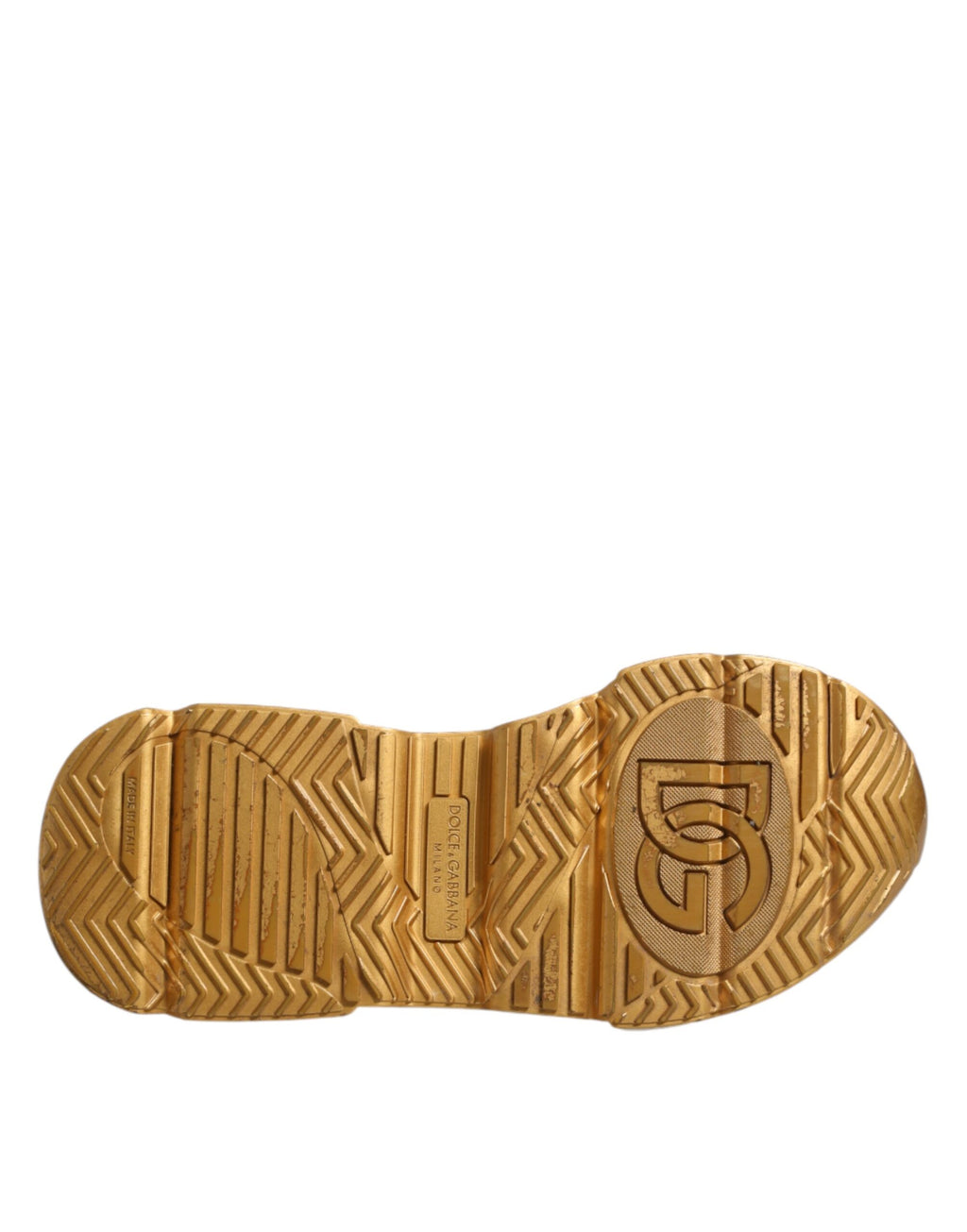 Baskets basses Dolce & Gabbana Daymaster en or blanc, chaussures décontractées pour homme, vue de face.