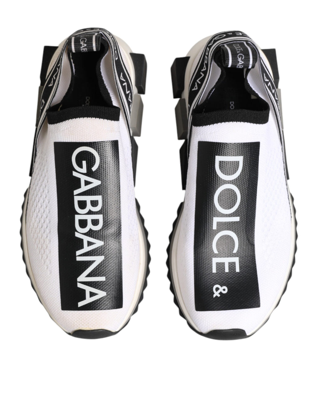 Chaussures sneakers basses blanches Dolce & Gabbana Logo Sorrento, chaussures de sport élégantes pour hommes.