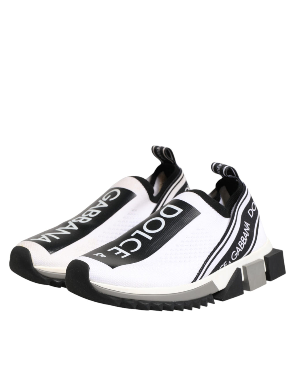Sneakers basses blanches Dolce & Gabbana Logo Sorrento, chaussures de sport élégantes avec design minimaliste et logo visible.