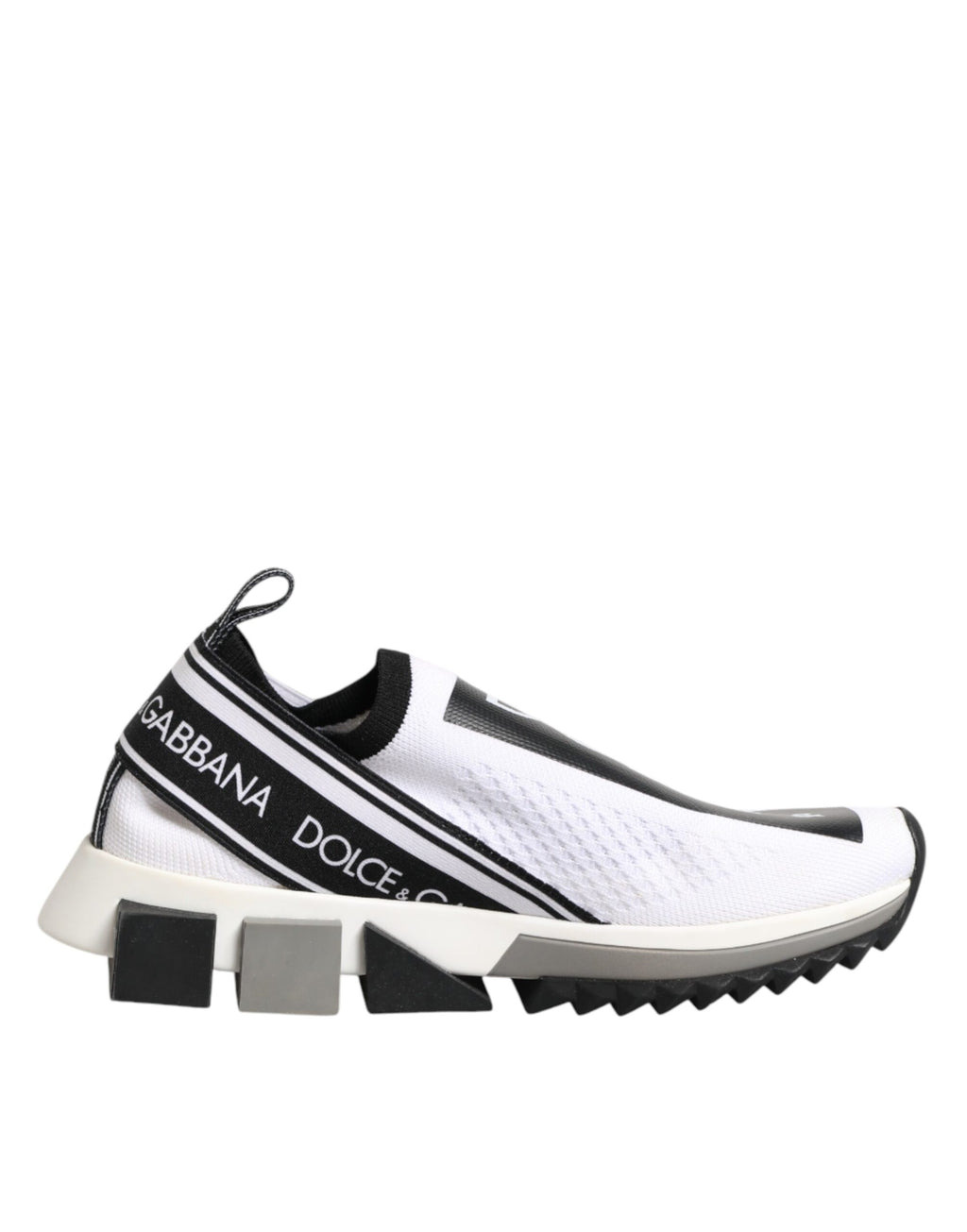Chaussures basses Dolce & Gabbana Sorrento blanches avec logo, sneakers modernes en cuir avec semelle blanche.