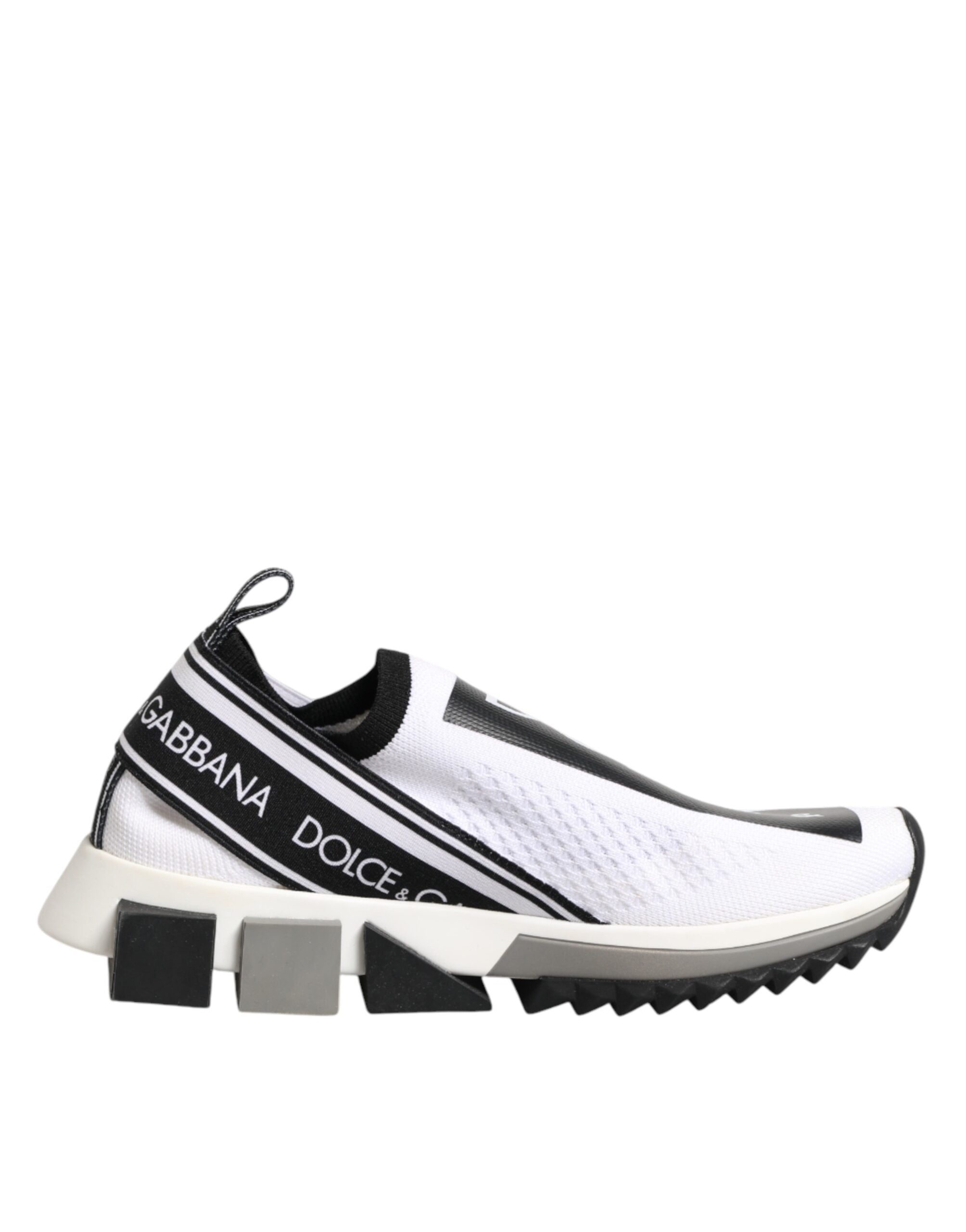 Chaussures basses Dolce & Gabbana Sorrento blanches avec logo, sneakers modernes en cuir avec semelle blanche.