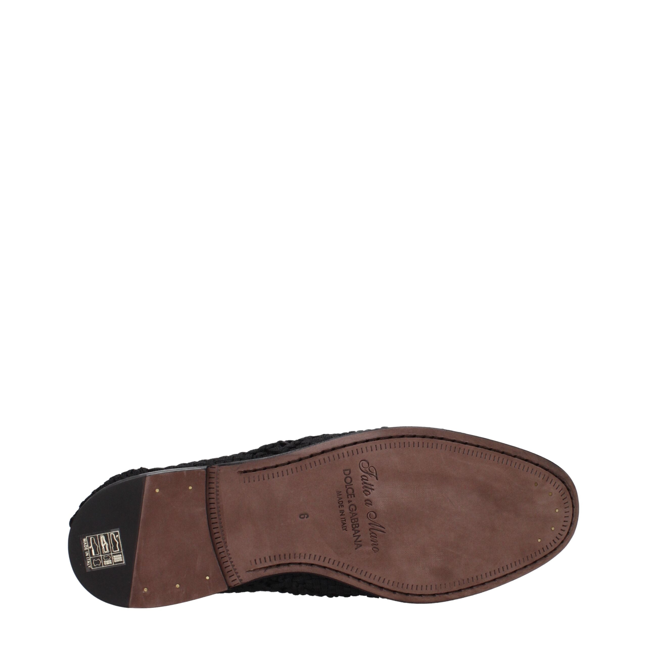Chaussures oxfords et derbies en tissu noir de Dolce & Gabbana, élégantes et sophistiquées pour hommes.