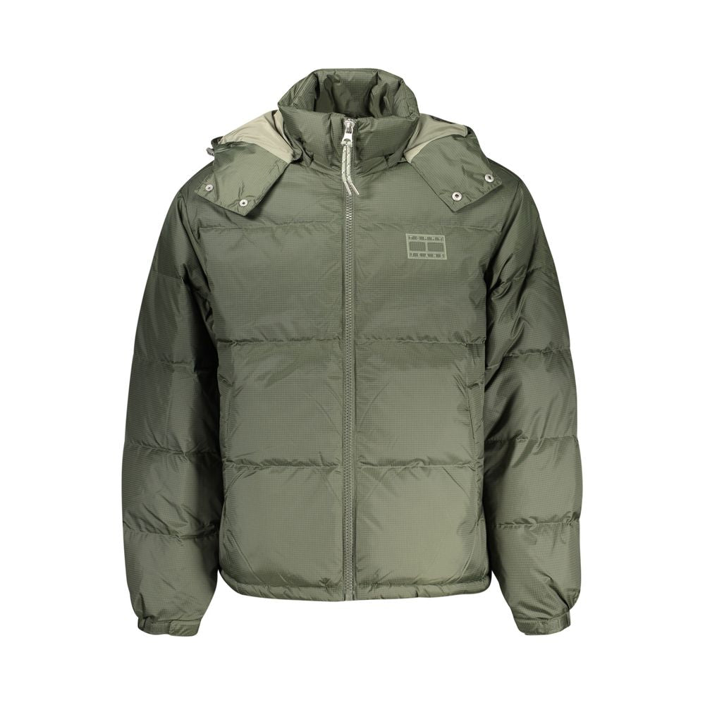 Veste en polyester verte pour homme de la marque Tommy Hilfiger, fermeture éclair et poches sur le devant.