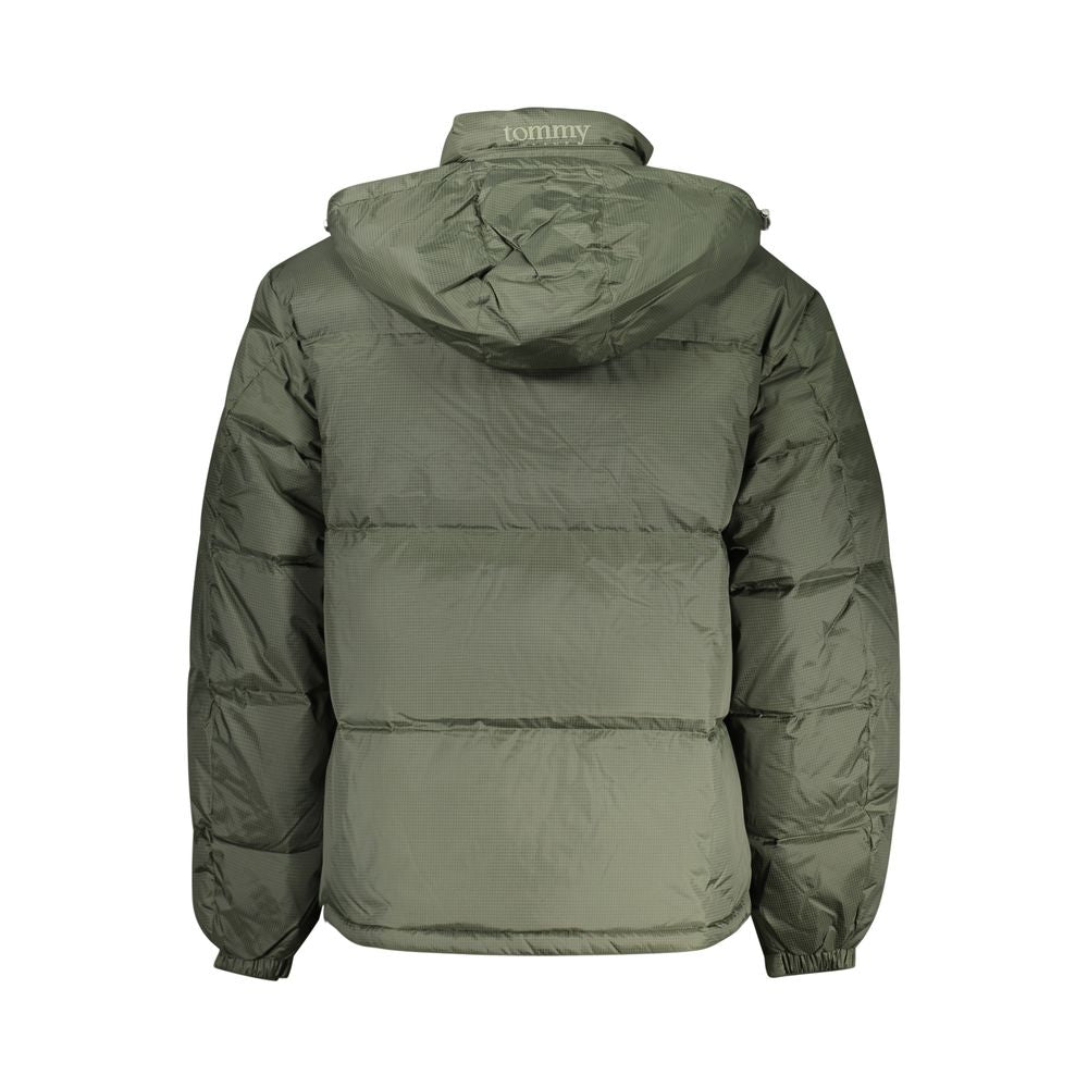 Veste pour homme Tommy Hilfiger en polyester vert, style décontracté avec fermeture éclair et col montant.
