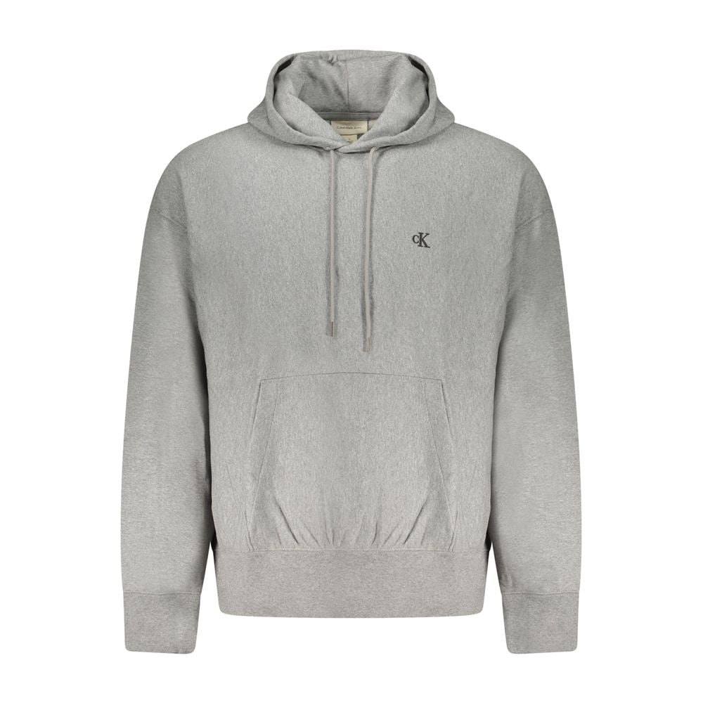 Sweat-shirt gris en coton pour homme de la marque Calvin Klein, vue de face, avec logo discret sur la poitrine.