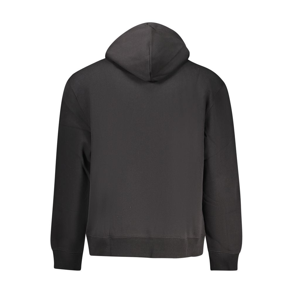 Sweat à capuche noir en coton pour homme de la marque Calvin Klein, visible avec logo discret sur la poitrine.