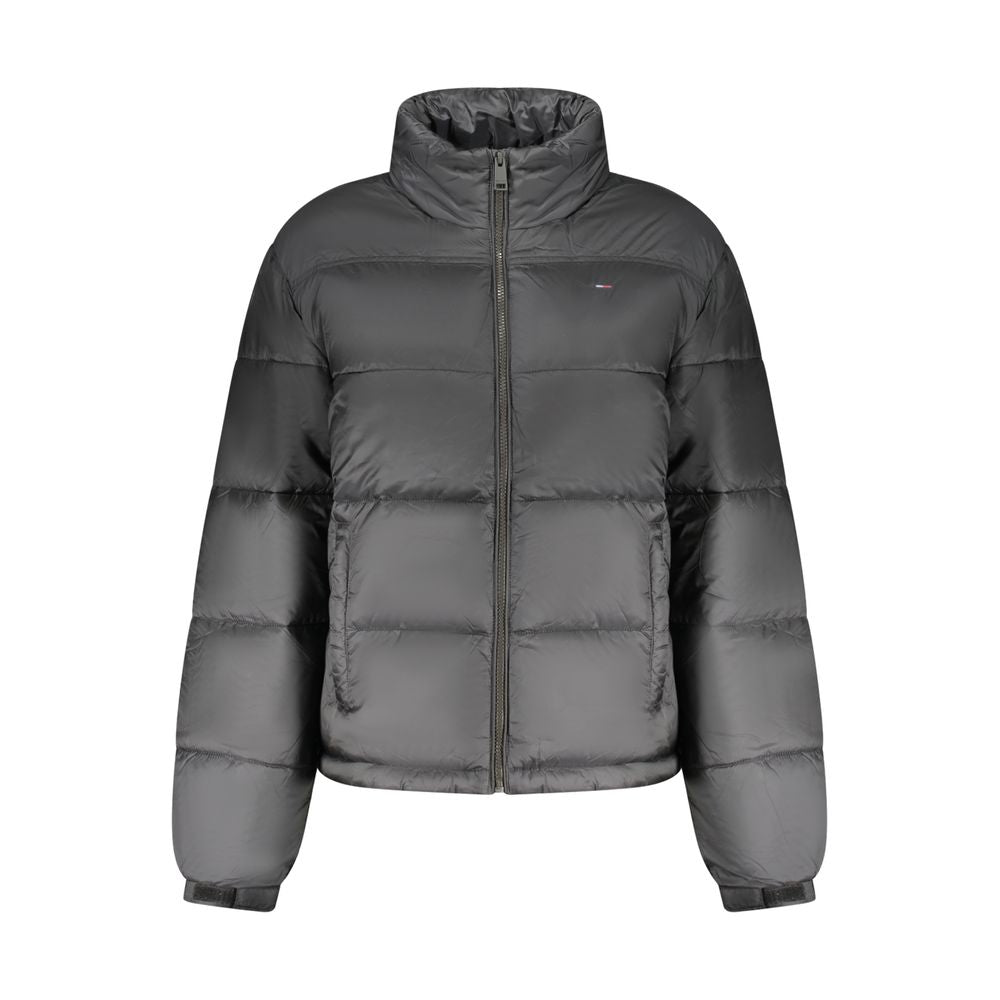 Veste pour femme Tommy Hilfiger en polyester noire, coupe élégante et moderne, avec détails de marque visibles.