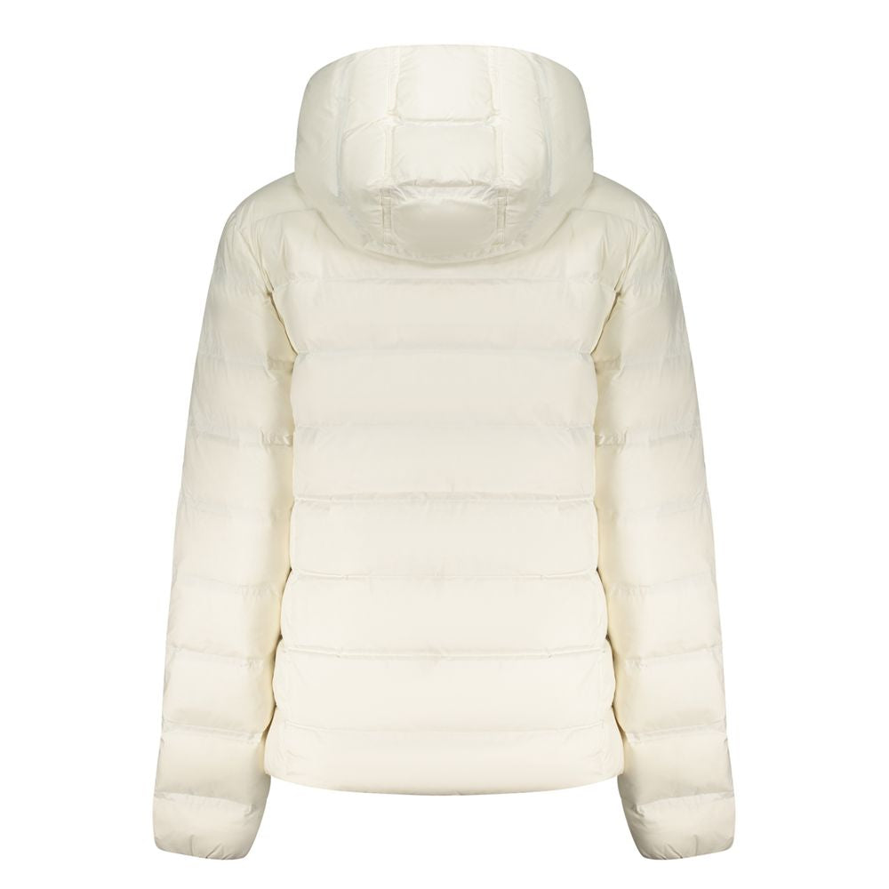 Veste blanche en polyester pour femme de la marque Tommy Hilfiger, avec fermeture éclair et col montant.