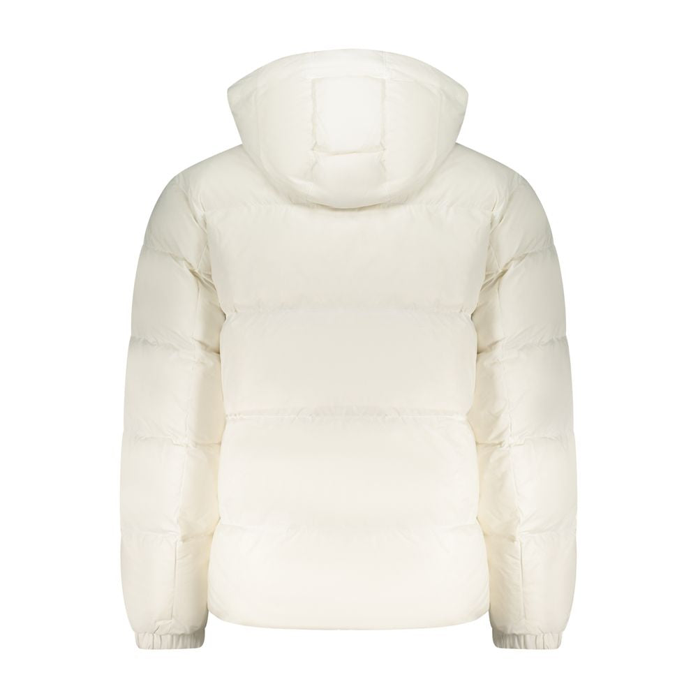 Veste pour homme en polyester blanc de Tommy Hilfiger, coupe classique avec fermeture éclair et col montant.