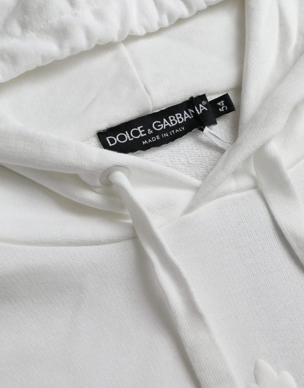 Sweat-shirt à capuche en coton blanc pour homme de Dolce & Gabbana, pull-over décontracté avec logo délicat sur la poitrine.