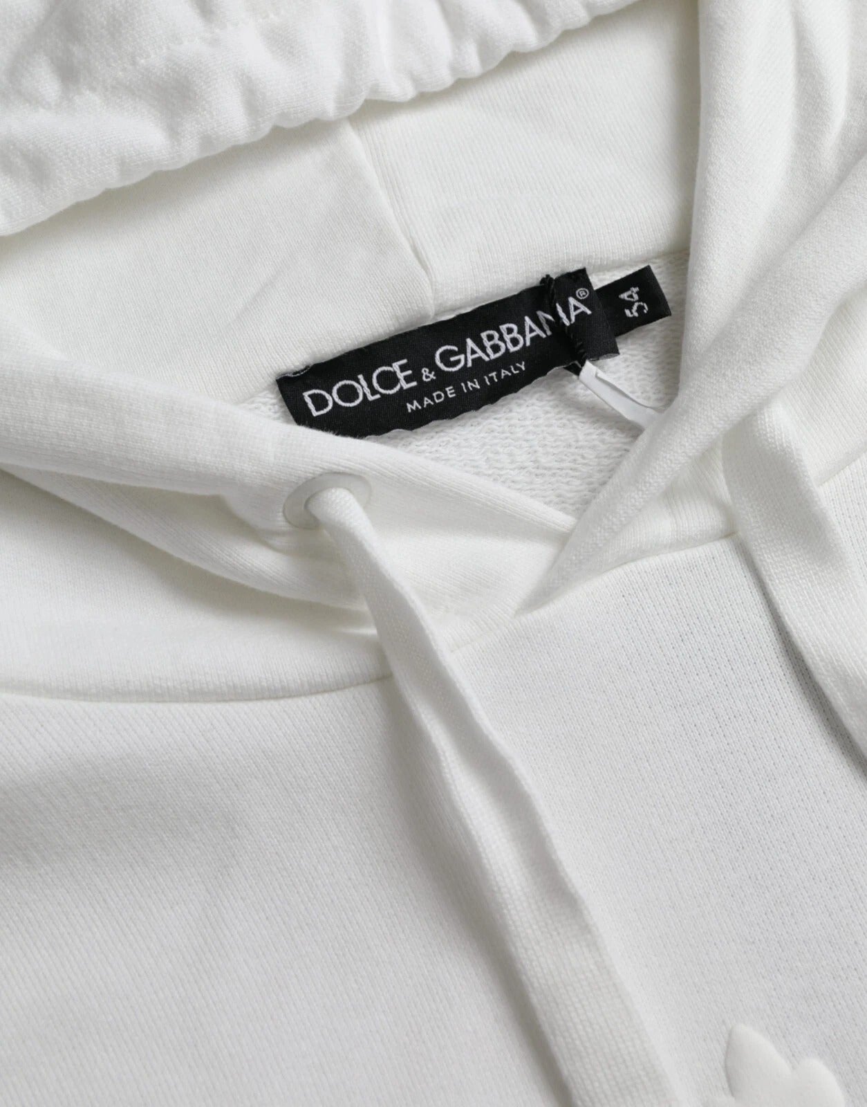 Sweat-shirt à capuche en coton blanc pour homme de Dolce & Gabbana, pull-over décontracté avec logo délicat sur la poitrine.