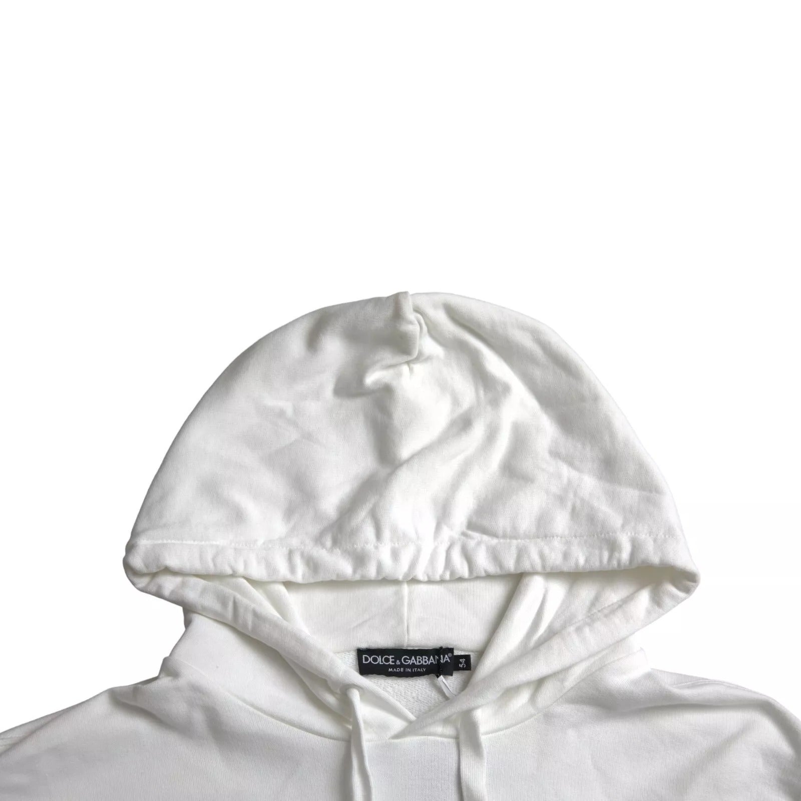 Sweatshirt à capuche en coton blanc pour homme de Dolce & Gabbana, pull-over décontracté avec logo.