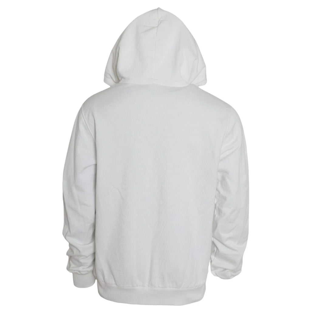 Sweatshirt à capuche en coton blanc pour homme de Dolce & Gabbana, pull-over décontracté avec logo de la marque visible.