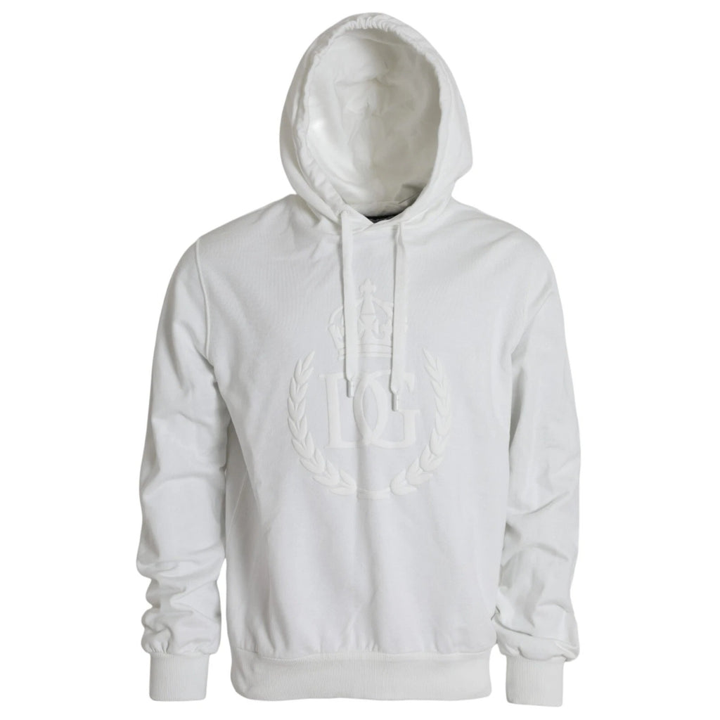 Sweat à capuche blanc en coton pour homme de Dolce & Gabbana, pull-over décontracté avec capuche et manches longues.