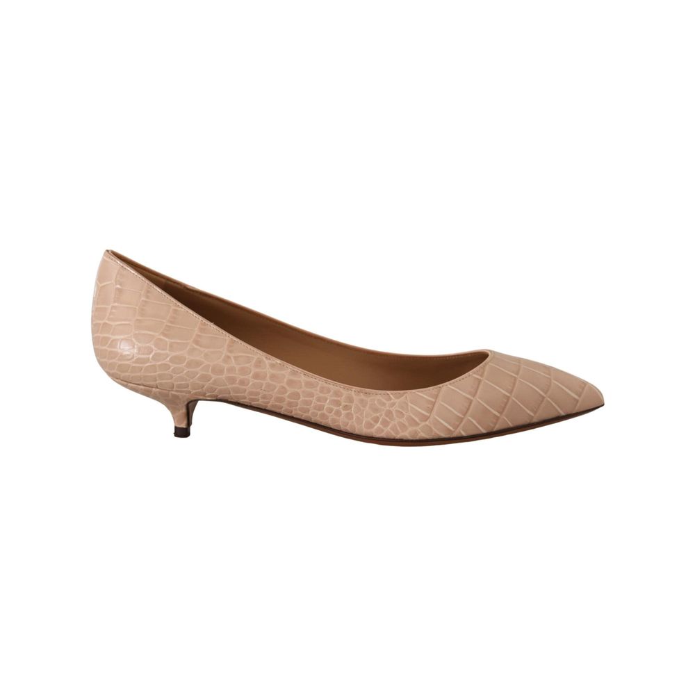 Chaussures à talons beige en cuir Dolce & Gabbana, plateformes élégantes et sophistiquées, vues de face.
