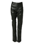 Pantalons homme Dsquared² en cuir pleine grain noir à taille mi-haute, style élégant et moderne.