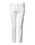 Jeans homme Dolce & Gabbana en coton blanc stretch, coupe skinny, denim élégant et ajusté.