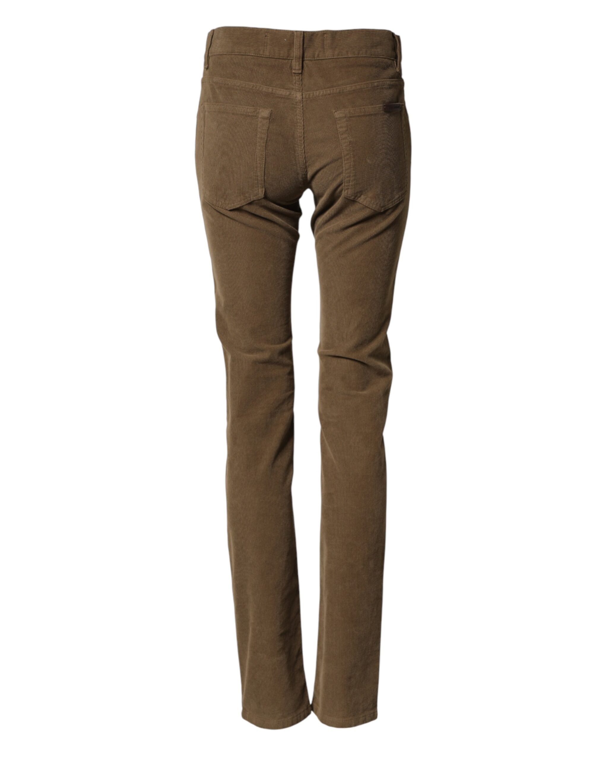 Jeans slim en coton stretch marron de Dolce & Gabbana pour homme, coupe skinny, détails en denim.